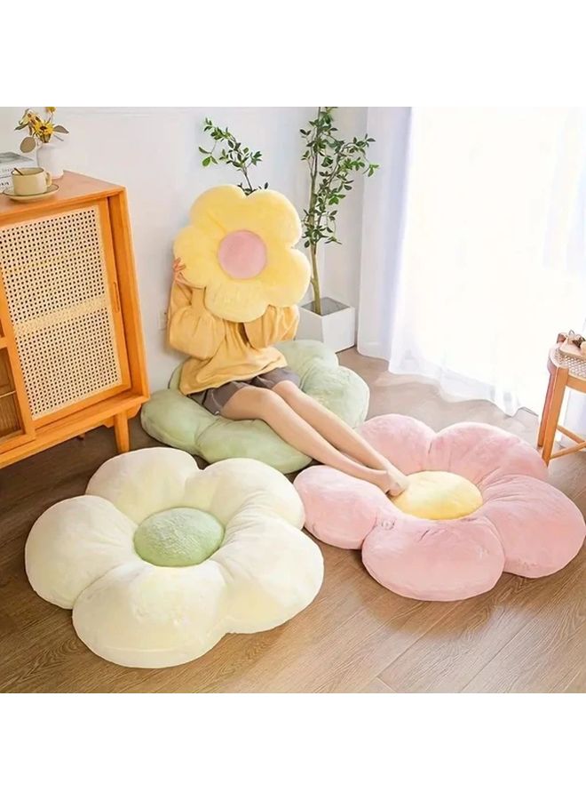 Pink Sunflower Plush Seat Cushion Multipurpose Floor Mat Sofa Pillow Car Backrest - Image 1