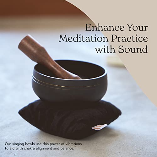 Mindful Modern Mindful & Modern Tibetan Singing Bowl Set | Deepen Your Meditation and Yoga Practice | Experience Mindfulness & Stress Relief | Beautifully Designed & Provides Excellent Sound | Chakra Healing | Black - Image 3