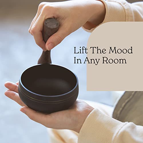 Mindful Modern Mindful & Modern Tibetan Singing Bowl Set | Deepen Your Meditation and Yoga Practice | Experience Mindfulness & Stress Relief | Beautifully Designed & Provides Excellent Sound | Chakra Healing | Black - Image 4