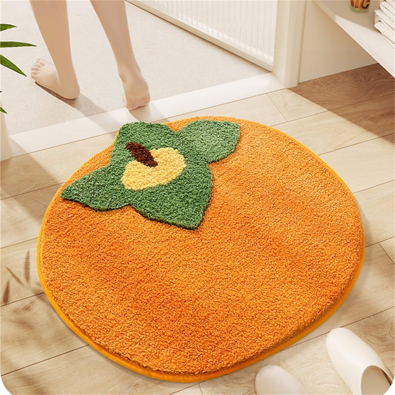 Ankah Fruit Bath Mats Cute Bathroom Rugs, Particularly Absorbent, Very Soft, and Dry Fast That Fits for Kid's Room, Bathroom or Other Room, 21.6" x 22.8", Persimmon - Image 1