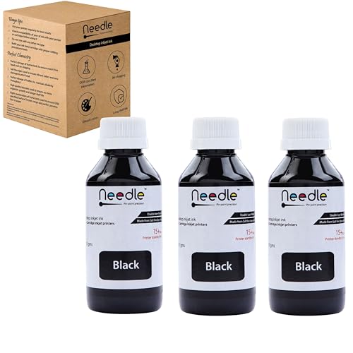 needle ; Pin point precision Needle 3x100gms Cartridge Refill Ink | Made in India | Compatible with Inkjet Printers | Easy Ink Refilling Solution (Black) - Image 2