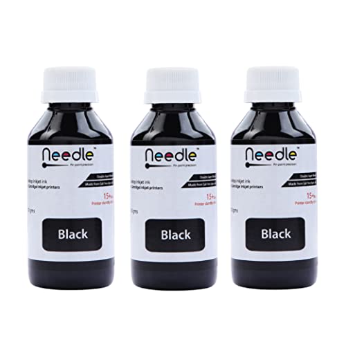 needle ; Pin point precision Needle 3x100gms Cartridge Refill Ink | Made in India | Compatible with Inkjet Printers | Easy Ink Refilling Solution (Black) - Image 1