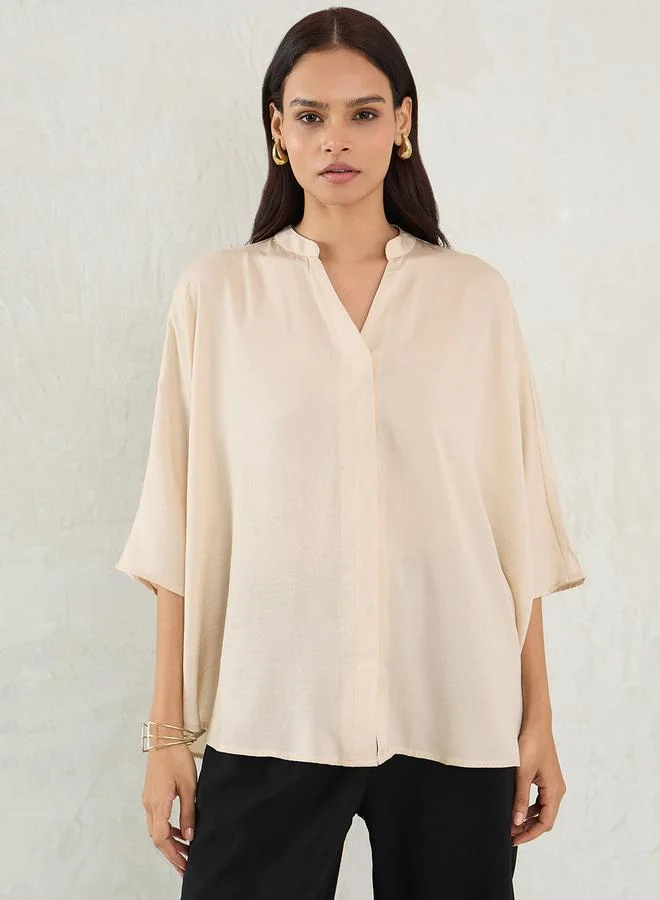 Femmella Beige Satin Oversized Top