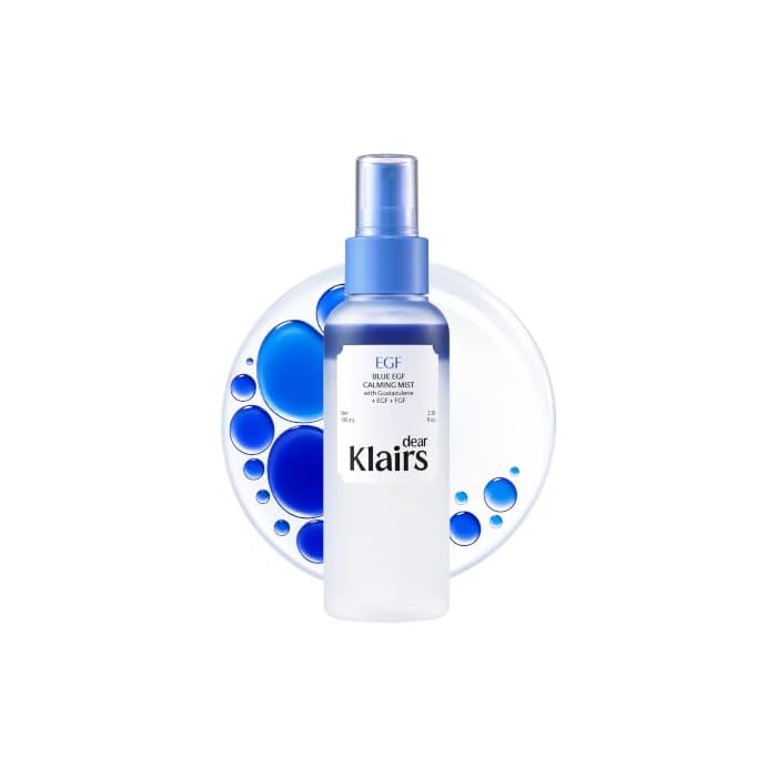 DearKlairs Blue EGF Cooling Mist, Bi-Phase Face Mist, EGF+Guaiazulene, Lightweight Non-Sticky Finish, Oily-Dehydrated & Sensitive Skin, Instant Cooling & Soothing, Korean Skincare, 3.38 fl oz