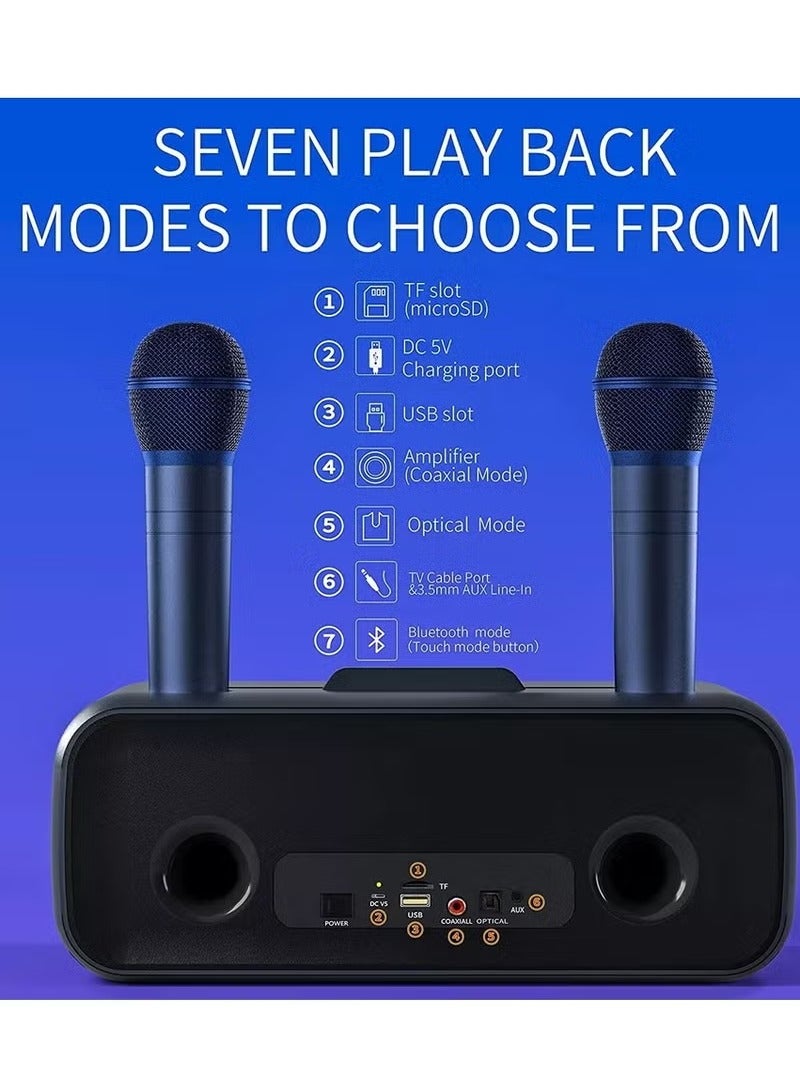 Smart Berry Karaoke Machine for Adults & Kids, Rechargeabl Portable Speaker with 2 UHF Wireless Microphones,Supports AUX/USB/Type C/TF Card/Bluetooth,PA System for Home, Party, Outdoors&Indoors Activities - Image 4