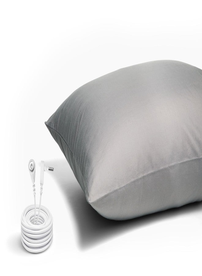 GroundLuxe Organic Grounding Pillowcase in Gray - Queen Size - Image 2