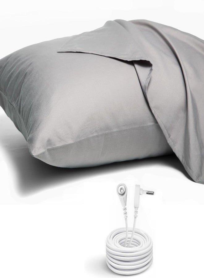 GroundLuxe Organic Grounding Pillowcase in Gray - Queen Size - Image 1