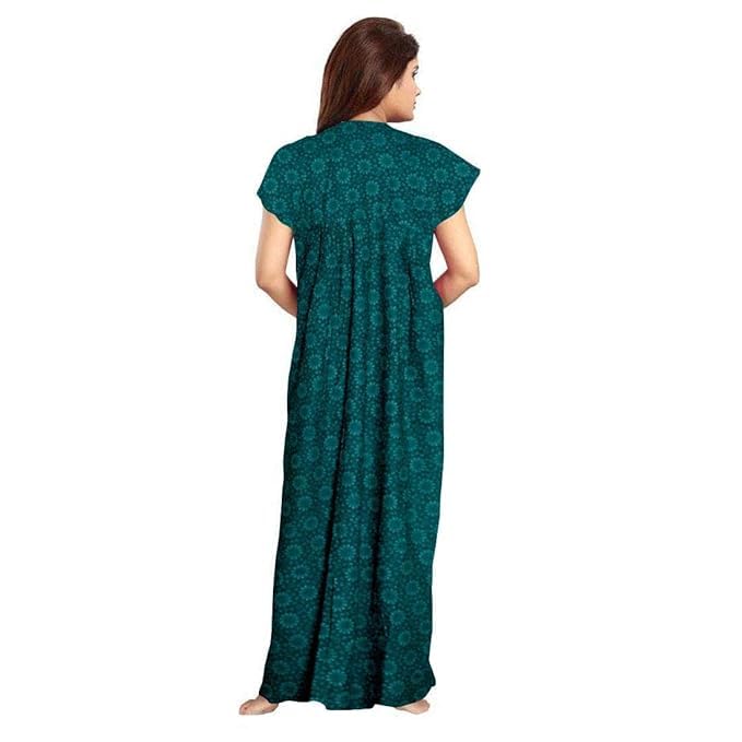 KBNBJ Nighty for Women Cotton Printed Maxi Gown Ankle Length Nighty Night Dress Gown for Women Maxi - Free Size (Pack of 2) (Green&Coffy) - Image 5