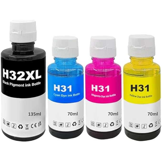INK COMPATIBLE WITH HP 31 32XL REFILL INK MULTIPACK FOR SMART TANK 315 319 455 515 516 530 555 558 5105 7005 7006 7305 7306 7605 559 570 655 67 0 790 415 419 PRINTER INK (4-PACK) - Image 1