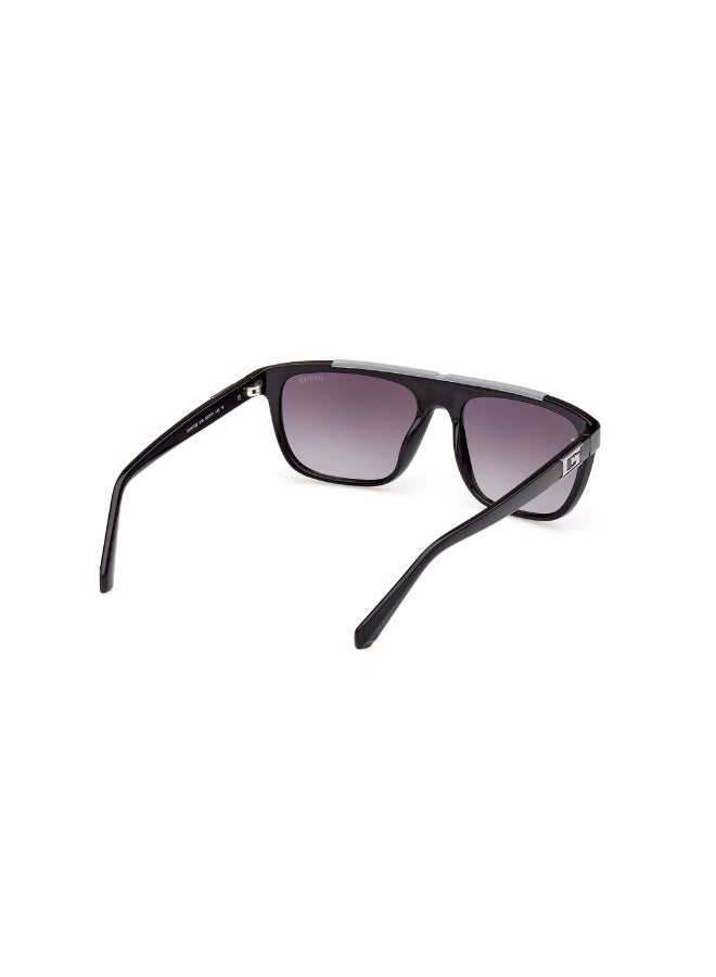 GUESS Gu00122 Rectangular Injected Sunglasses For men size 57, Shiny Black - Image 5