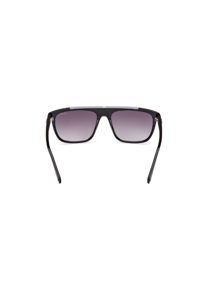 GUESS Gu00122 Rectangular Injected Sunglasses For men size 57, Shiny Black - Image 4