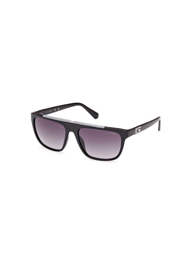 GUESS Gu00122 Rectangular Injected Sunglasses For men size 57, Shiny Black - Image 1