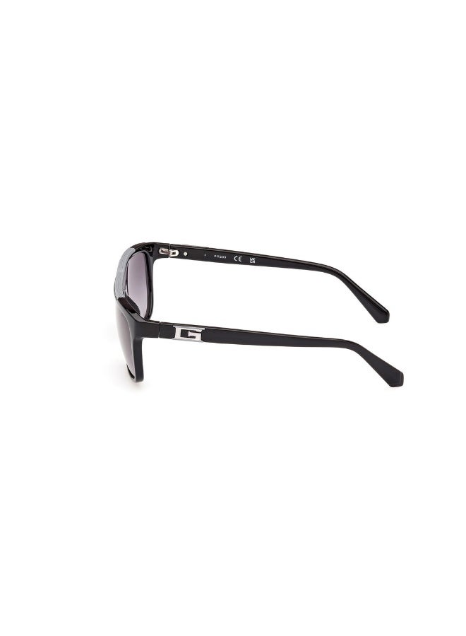 GUESS Gu00122 Rectangular Injected Sunglasses For men size 57, Shiny Black - Image 2