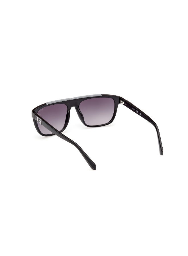 GUESS Gu00122 Rectangular Injected Sunglasses For men size 57, Shiny Black - Image 3