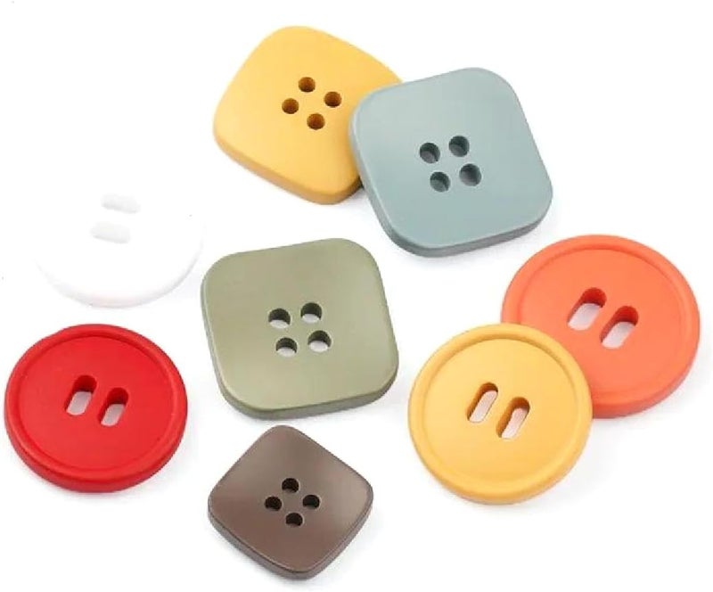 Buttons,Metal Buttons, Buttons 10pcs/lot Resin Button Square Round Colorful Children for 18/21/25/28/30mm Sewing Clothing DIY Craft(Square Orange,28mm) - Image 2