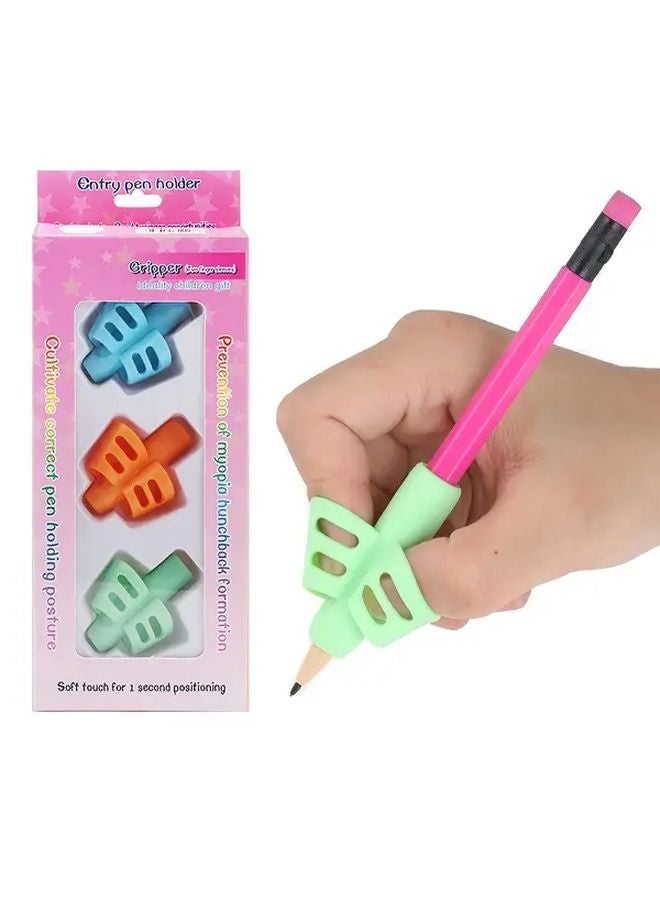 3pcs Soft Pen Clips Double Finger Grip Writing Practice Correction Kids Gift - Image 1