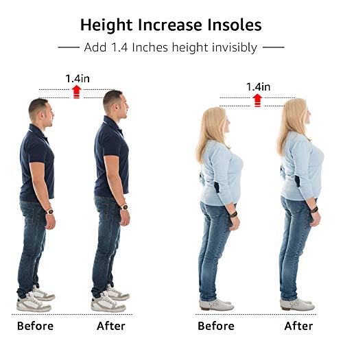 SQHT Height Increase Insoles - Heel Lift Inserts for Leg Length Discrepancies and Achilles Tendonitis, Heel Cups for Men and Women (Small (1.4" Height)) Black - Image 5