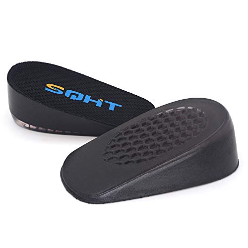 SQHT Height Increase Insoles - Heel Lift Inserts for Leg Length Discrepancies and Achilles Tendonitis, Heel Cups for Men and Women (Small (1.4" Height)) Black - Image 4