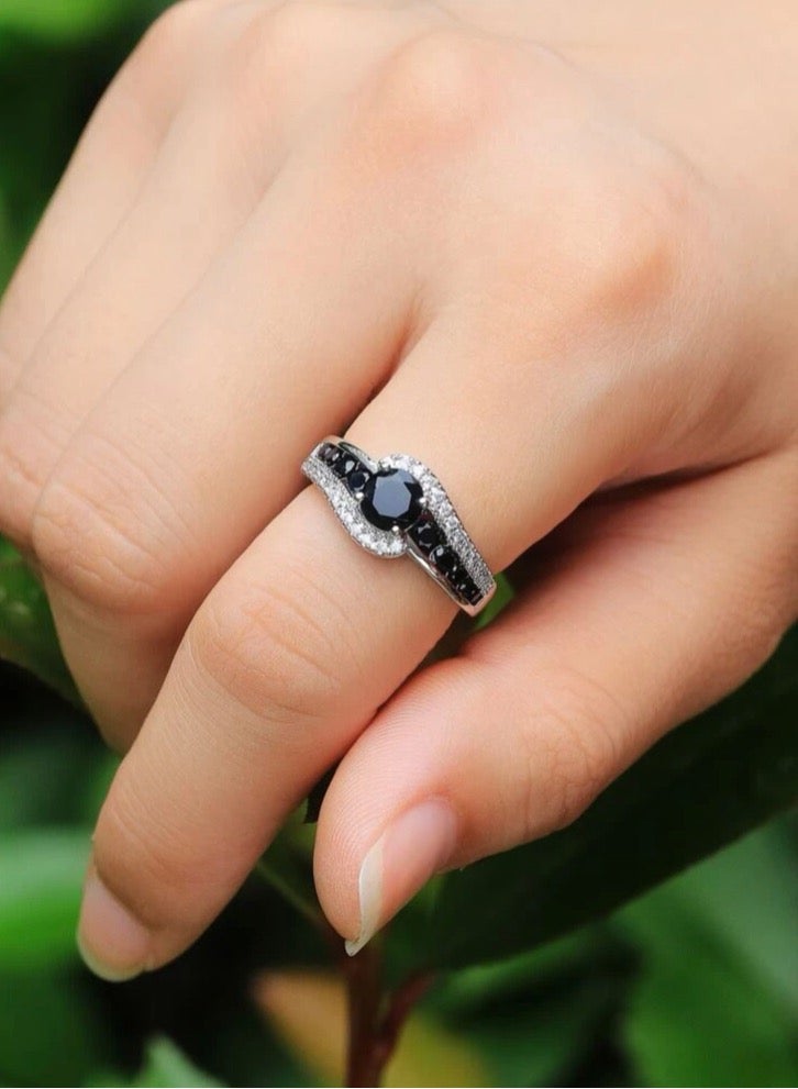 نيو ستايل خاتم نسائي أنيق مطلي باللون الفضي ومرصع بالزركون مقاس 6 - Image 1