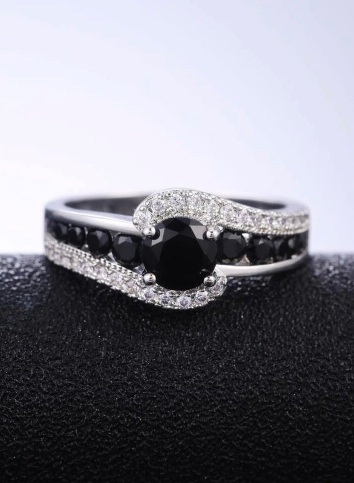 نيو ستايل خاتم نسائي أنيق مطلي باللون الفضي ومرصع بالزركون مقاس 6 - Image 5