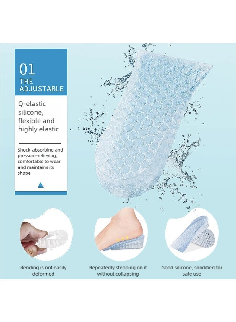 Ssovi Premium Invisible Height Increasing Insoles (2-5cm) - 3-Layer Adjustable Silicone Heel Lift Pads with Breathable Velvet & Secure Buckle for Men and Women (Blue, 1 Pair) - Image 5