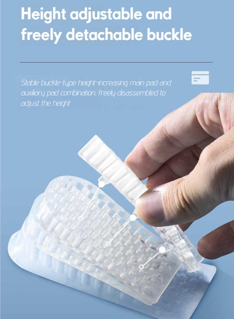 Ssovi Premium Invisible Height Increasing Insoles (2-5cm) - 3-Layer Adjustable Silicone Heel Lift Pads with Breathable Velvet & Secure Buckle for Men and Women (Blue, 1 Pair) - Image 3