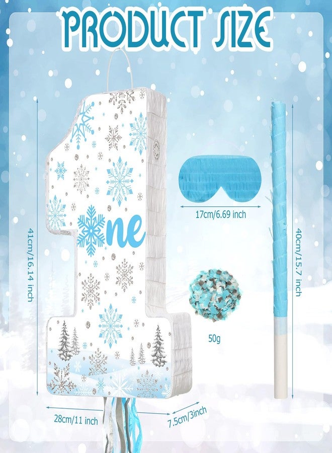 اوريهير مجموعة ألعاب بينياتا عيد الميلاد الأول للأولاد من أوريير، تتضمن بينياتا زرقاء وفضية على شكل ندفة ثلجية مع عصا وقناع للعينين وورق قصاصات ورقية، مثالية لحفلات أعياد الميلاد الأولى للأولاد وحفلات استقبال المولود الجديد. - Image 3