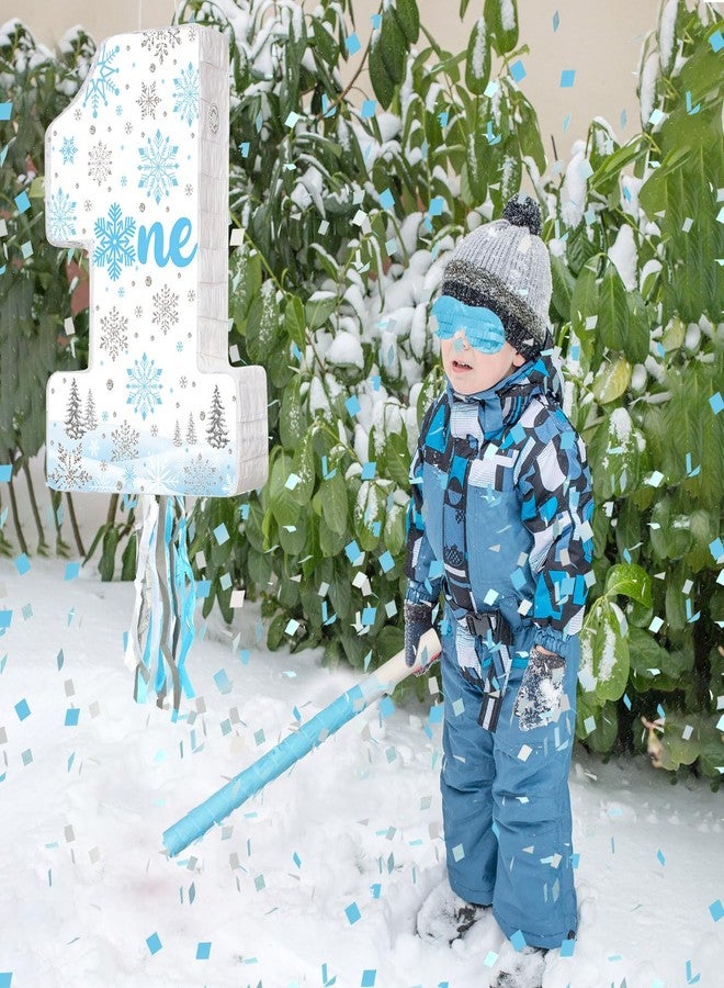 اوريهير مجموعة ألعاب بينياتا عيد الميلاد الأول للأولاد من أوريير، تتضمن بينياتا زرقاء وفضية على شكل ندفة ثلجية مع عصا وقناع للعينين وورق قصاصات ورقية، مثالية لحفلات أعياد الميلاد الأولى للأولاد وحفلات استقبال المولود الجديد. - Image 4