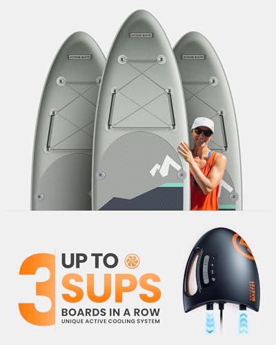 OutdoorMaster Shark High Pressure SUP Pump - Electric Air Pump with 20 PSI Active Cooling System Dual Stage Inflation & Auto-Off for Inflatable Paddle Board, Boats, Water Sports -2nd Gen - Image 4