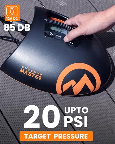 OutdoorMaster Shark High Pressure SUP Pump - Electric Air Pump with 20 PSI Active Cooling System Dual Stage Inflation & Auto-Off for Inflatable Paddle Board, Boats, Water Sports -2nd Gen - Image 2