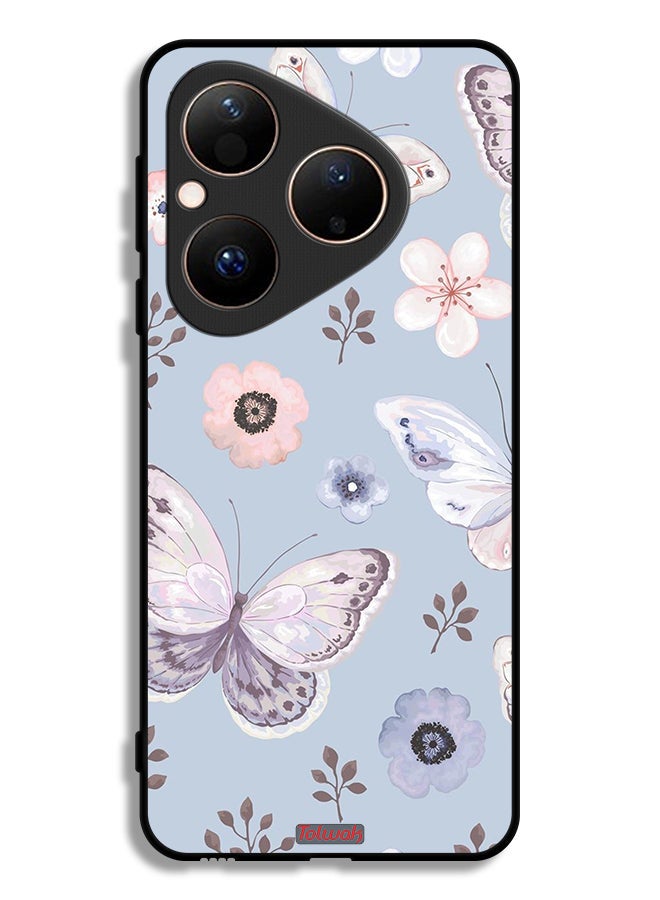 Tolwak Huawei Pura 80 Protective Case Cover Butterflies And Flowers - Image 1