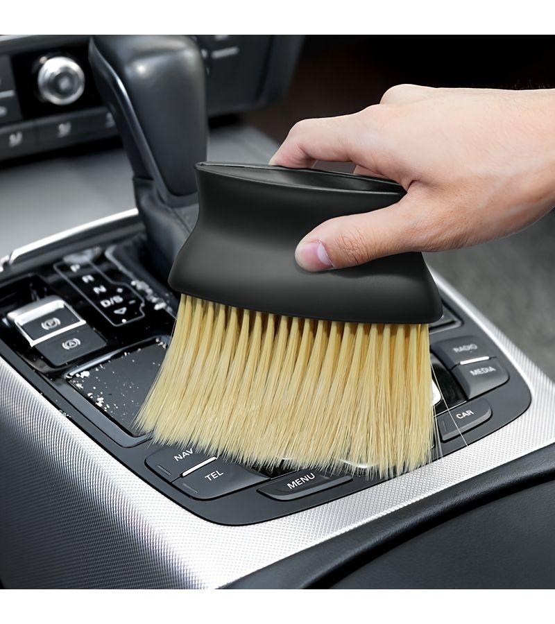 Yellow 2pcs Interior Dust Remover Cleaning Brush For Car Air Outlet Instrument Panel - Image 1