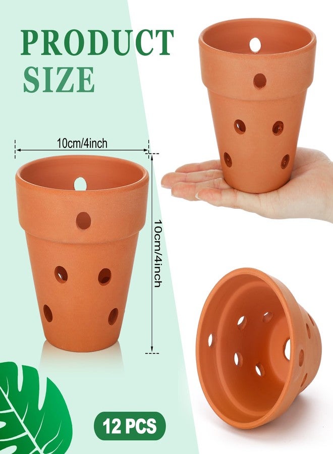 FoldTier 12 Pcs 4 Inch Terracotta Orchid Pot with Drainage Holes Small Clay Plant Flower Terracotta Pots Orchid Planter for Repotting Indoor Outdoor Garden Succulents Plant Promotes Air Circulation - Image 2