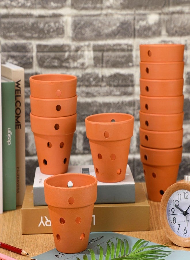 FoldTier 12 Pcs 4 Inch Terracotta Orchid Pot with Drainage Holes Small Clay Plant Flower Terracotta Pots Orchid Planter for Repotting Indoor Outdoor Garden Succulents Plant Promotes Air Circulation - Image 4