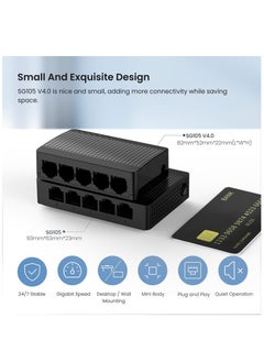 KASTWAVE SG105, 5 Port Gigabit Switch, Unmanaged Ethernet Switch, Office Ethernet Splitter, Plug & Play, Plastic Case, Desktop/ Wall-Mount, Fanless Quiet, Limited Lifetime Protection  - Image 2