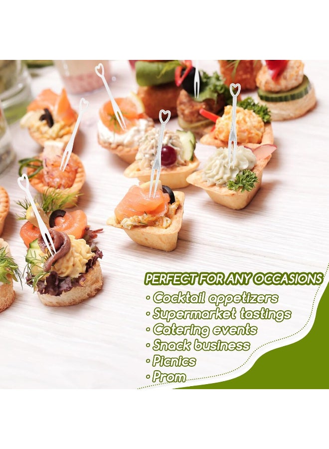 Kawkab 1 pack (100 pieces) disposable plastic mini fruit forks, for use at family gatherings, birthday parties, weddings, desserts, and cake forks. - Image 3