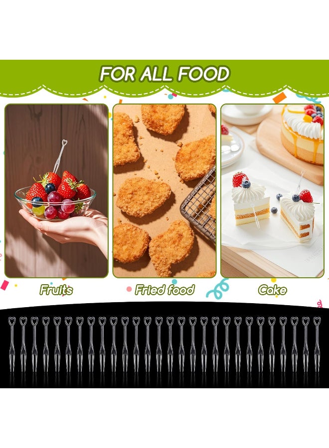 Kawkab 1 pack (100 pieces) disposable plastic mini fruit forks, for use at family gatherings, birthday parties, weddings, desserts, and cake forks. - Image 2