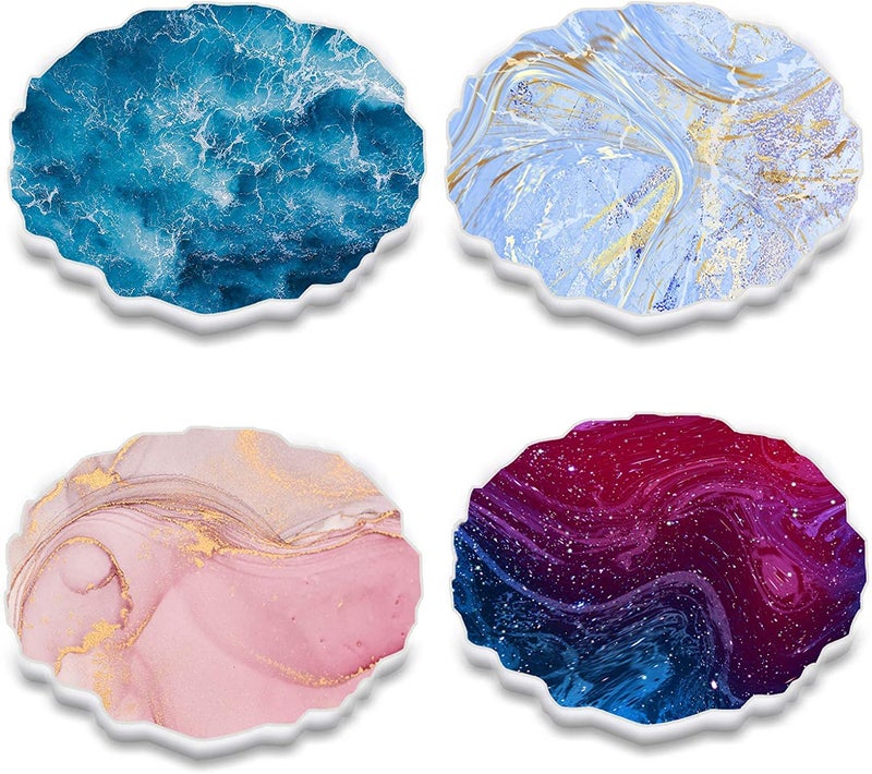 SNOOGG® Pack of 4 Round Agate Coaster Silicone Molds, Perfect for DIY Epoxy Resin Art, Geode Coaster Making, Cup Mats, Home Decoration, and Creating Unique Crafts - Reusable & Tear-Resistant - Image 2