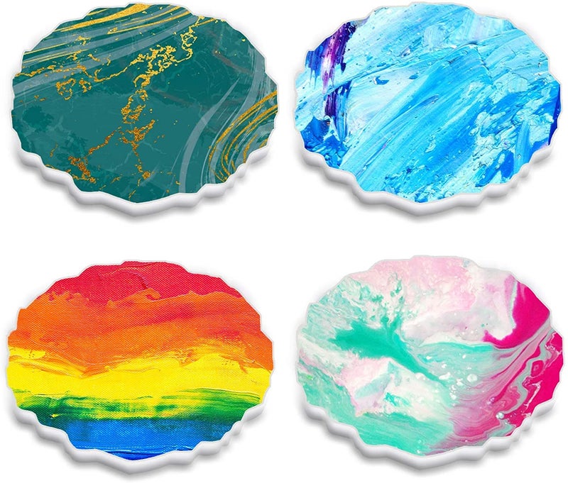 SNOOGG® Pack of 4 Round Agate Coaster Silicone Molds, Perfect for DIY Epoxy Resin Art, Geode Coaster Making, Cup Mats, Home Decoration, and Creating Unique Crafts - Reusable & Tear-Resistant - Image 3