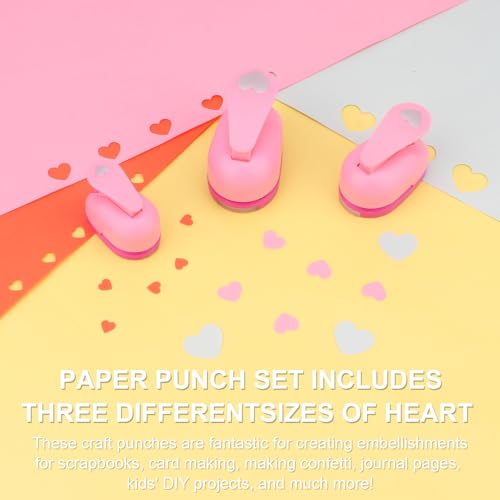 Rongon 3PCS Paper Punches for Crafting, Heart Hole Punch for Kids, Scrapbook Punch for Photos, Paper Puncher Tool for Wedding Day Greeting Card DIY Scrapbooking Albums Arts - Image 4