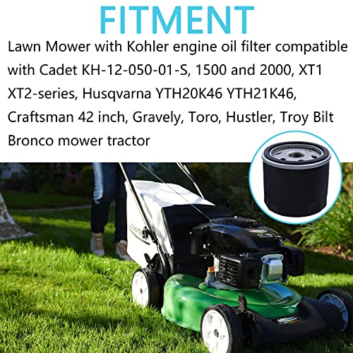 VKVXCLON 2 Pcs Oil Filter Replacement for Kohler Engine Lawn Mower Excellent 1205001-S 12 050 01-S1 Oil Filter (Black) - Image 4