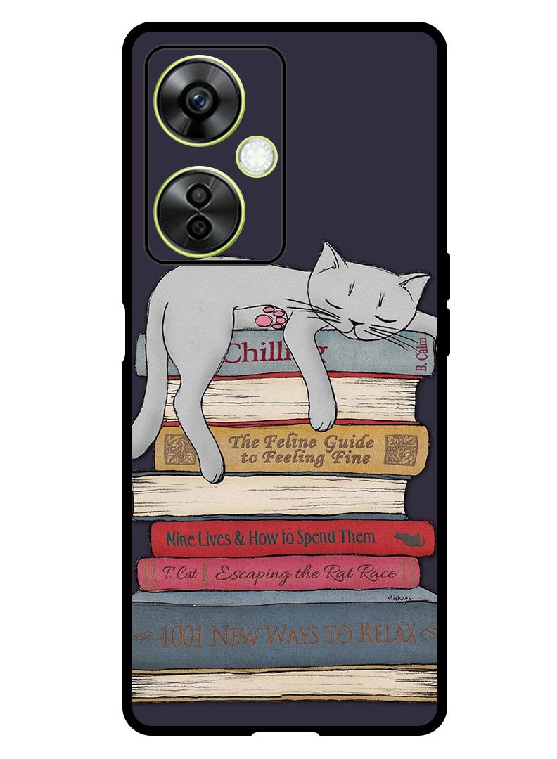 Theodor Protective Case Anti Scratch Shock Proof Bumper Cover For OnePlus Nord CE 3 Lite Cat With Books - Image 1