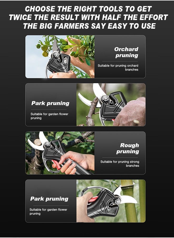 0TO1 TECH Electric Pruning Shears, 220V portable electric pruning shears, built-in 5 rechargeable 2000mAh lithium battery power supply, cutting diameter 30mm, black  - Image 3
