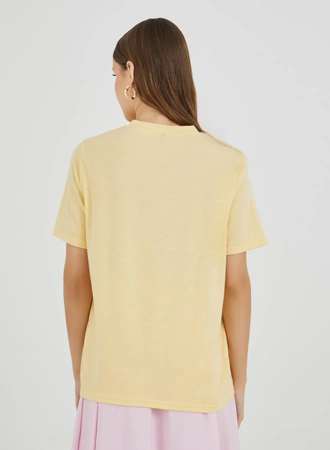Take Two Take Two Embroidered Round Neck T-Shirt