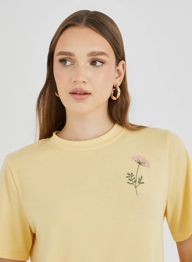 Take Two Embroidered Round Neck T-Shirt