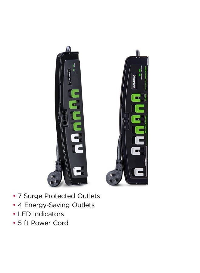 CyberPower حماية من زيادة الطاقة 7 مخرج، أسود (P705G) - Image 4