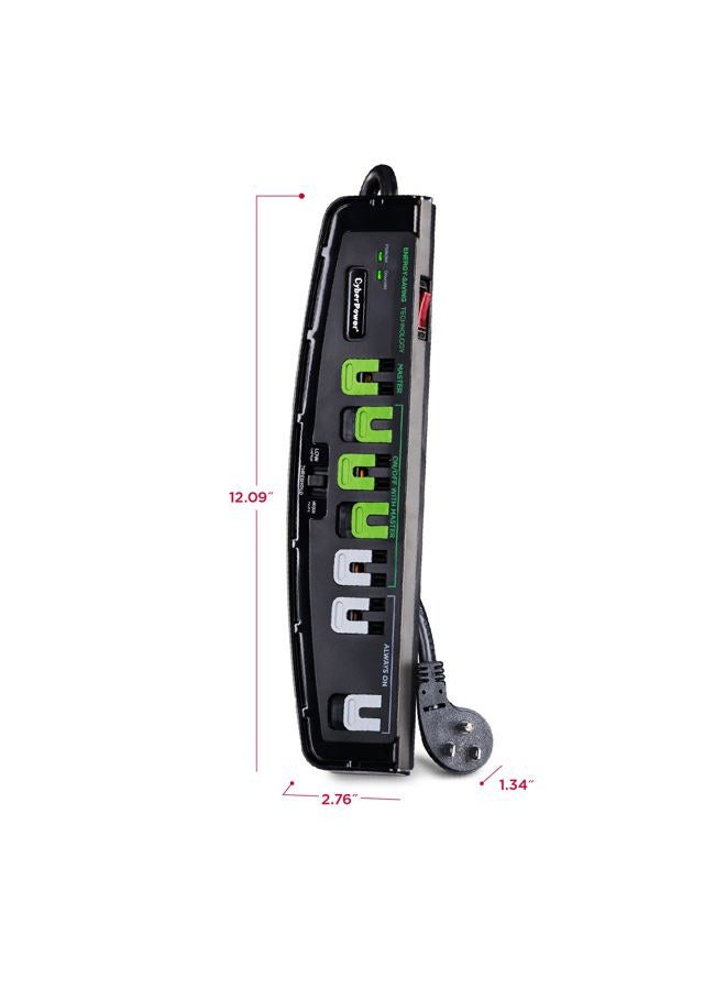 CyberPower حماية من زيادة الطاقة 7 مخرج، أسود (P705G) - Image 5