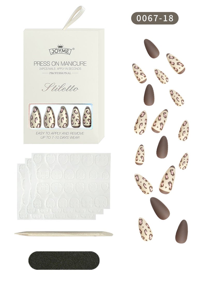 JOYME 24 Pcs Fake Nail Tip Set Nail Stylish Easy to Use Art Design for Salons and DIY with 72 Pcs Nail Adhesive Glue Tapes and Mini Nail File and Manicure Mini Stick for Women - Image 1