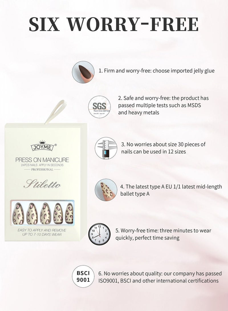 JOYME 24 Pcs Fake Nail Tip Set Nail Stylish Easy to Use Art Design for Salons and DIY with 72 Pcs Nail Adhesive Glue Tapes and Mini Nail File and Manicure Mini Stick for Women - Image 5