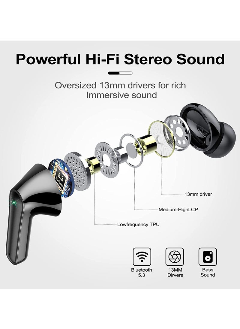 X-level Wireless Bluetooth Earbuds - 40-Hour Playtime Stereo Sound LED Display IPX7 Waterproof In-Ear Headphones Built-In Mic Compatible with iPhone Android Devices Earphones for Call of Duty PUBG Fortnite  - Image 3